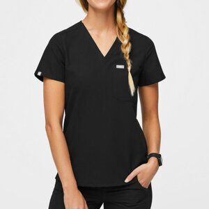 FIGS Catarina One-Pocket Scrub Top - Black 4XL